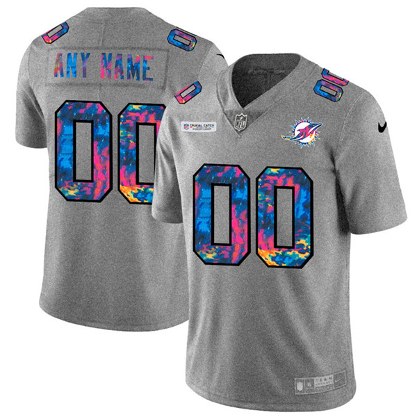Men's Miami Dolphins ACTIVE PLAYER Custom 2020 Grey Crucial Catch Limited Stitched NFL Jersey